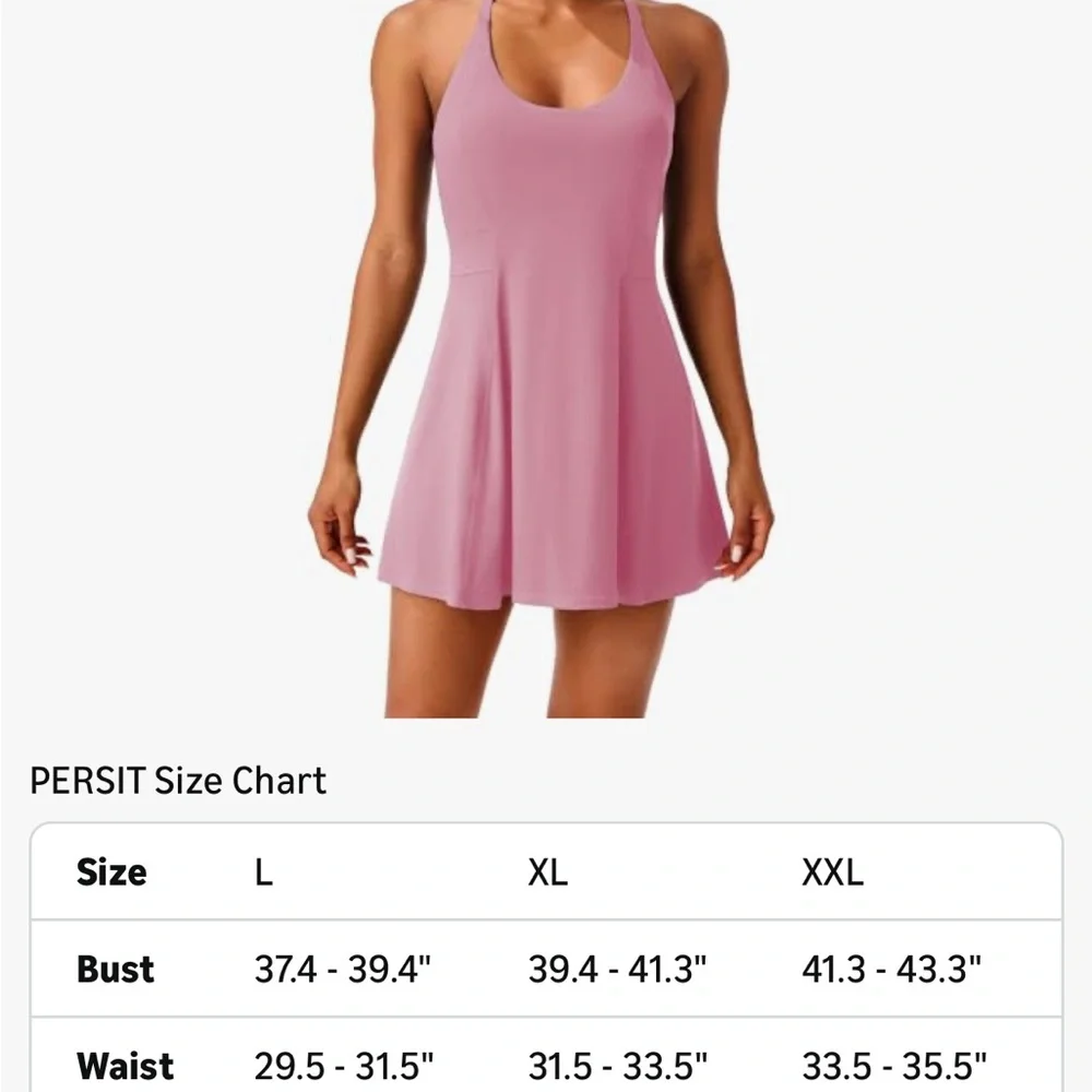 Persit Women’s U.S. XL Dusty Pink Halter Athletic Dress With Built in Shorts - Picture 2 of 10
